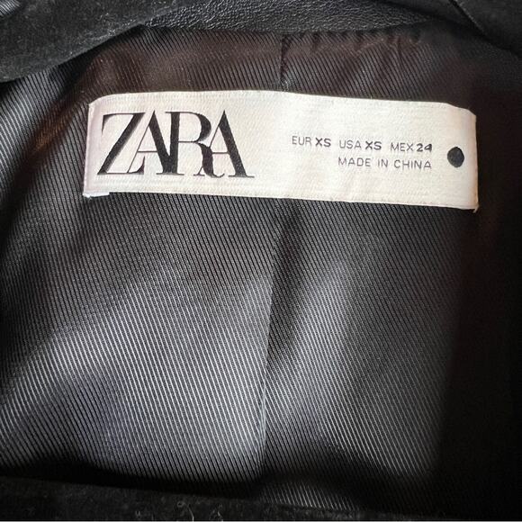 Zara Black Faux Leather Blazer With Gold Buttons. Blogger Fave. Like New. - Picture 7 of 16